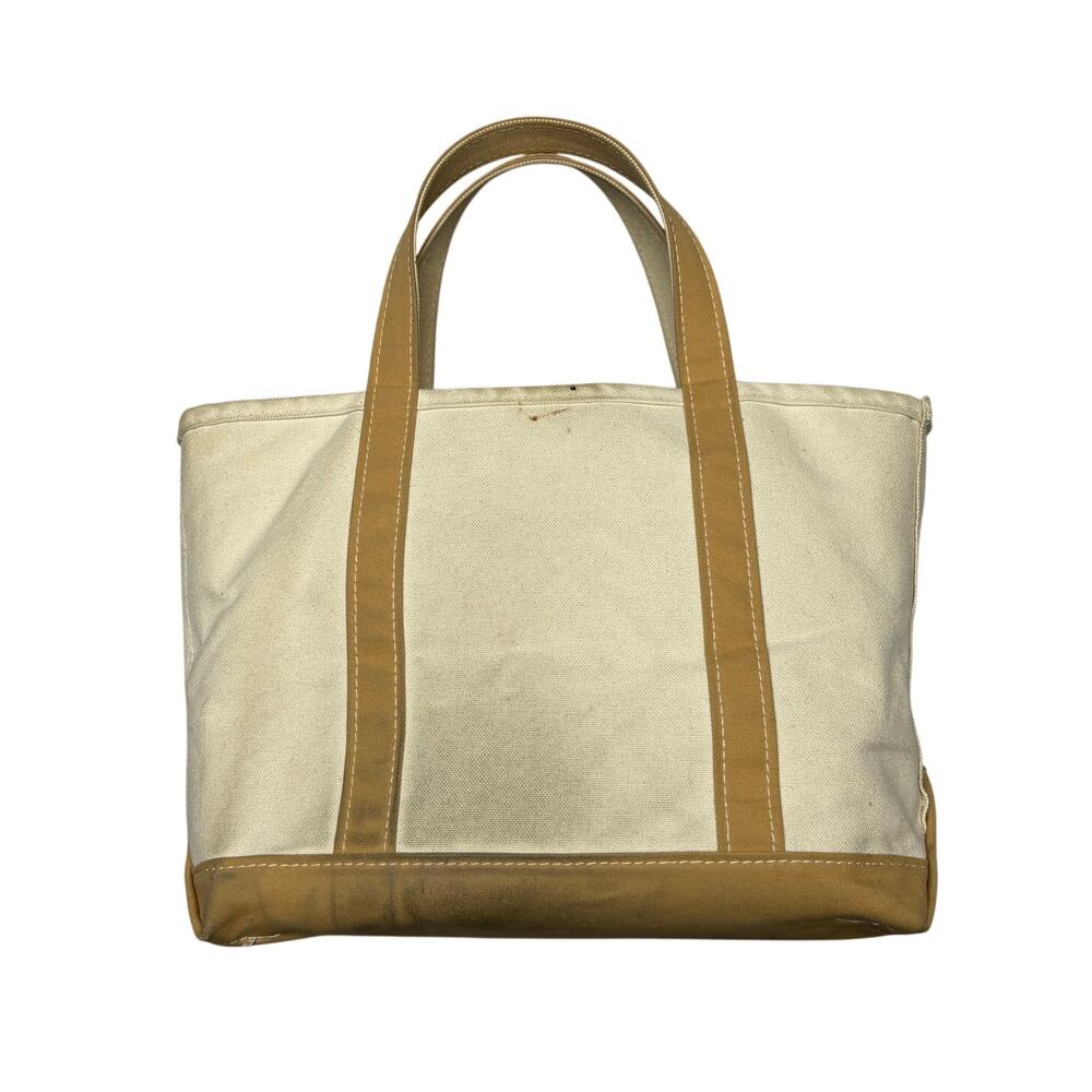 Vintage 90s LL Bean Boat and Tote Canvas Bag Beach Grocery 11x17 Tan